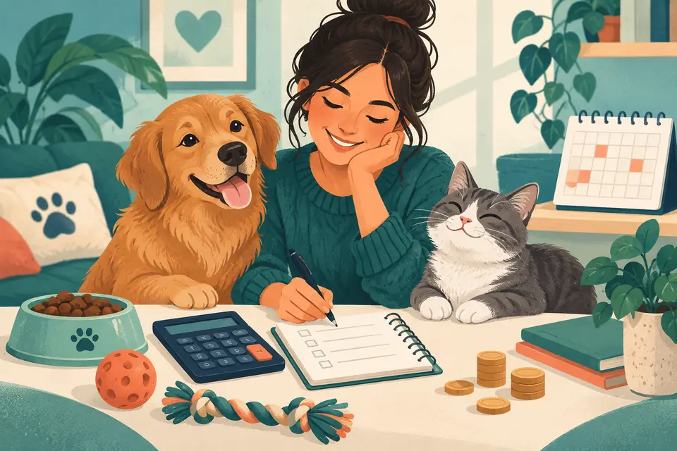 Pet owner planning the cost of caring for a dog